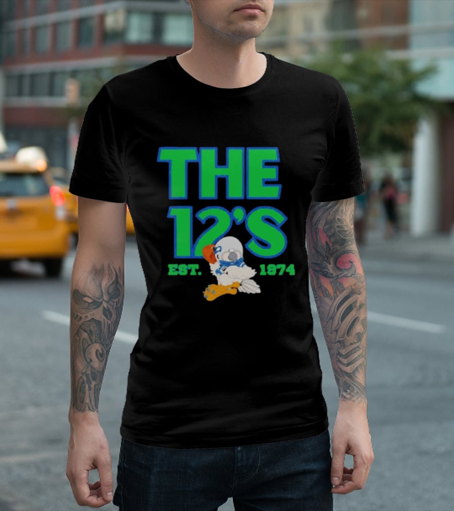 THE 12'S Est. 1974 Navy Grey Seattle Seahawks T-Shirt