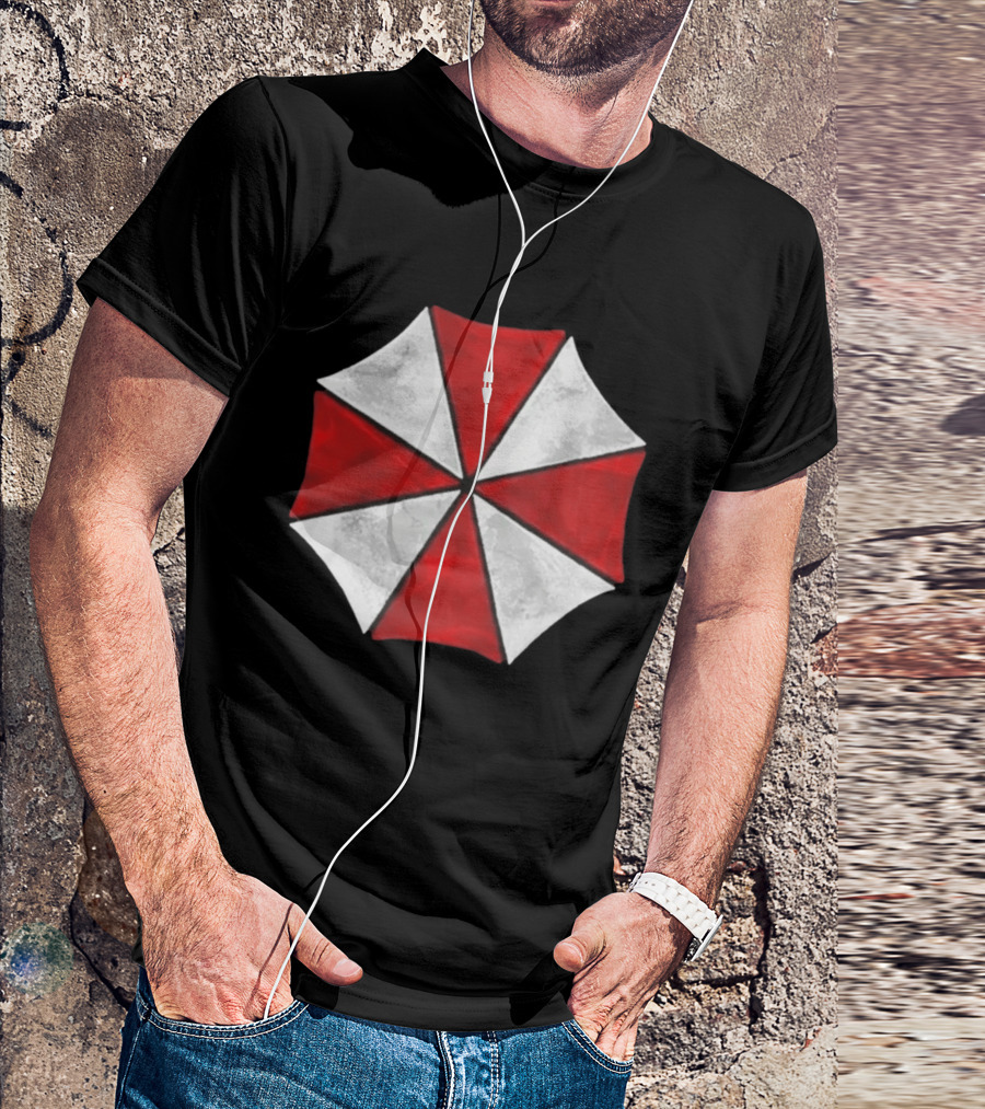 Residence Evil Umbrella Corporation Iconic Red White Umbrella T-Shirt
