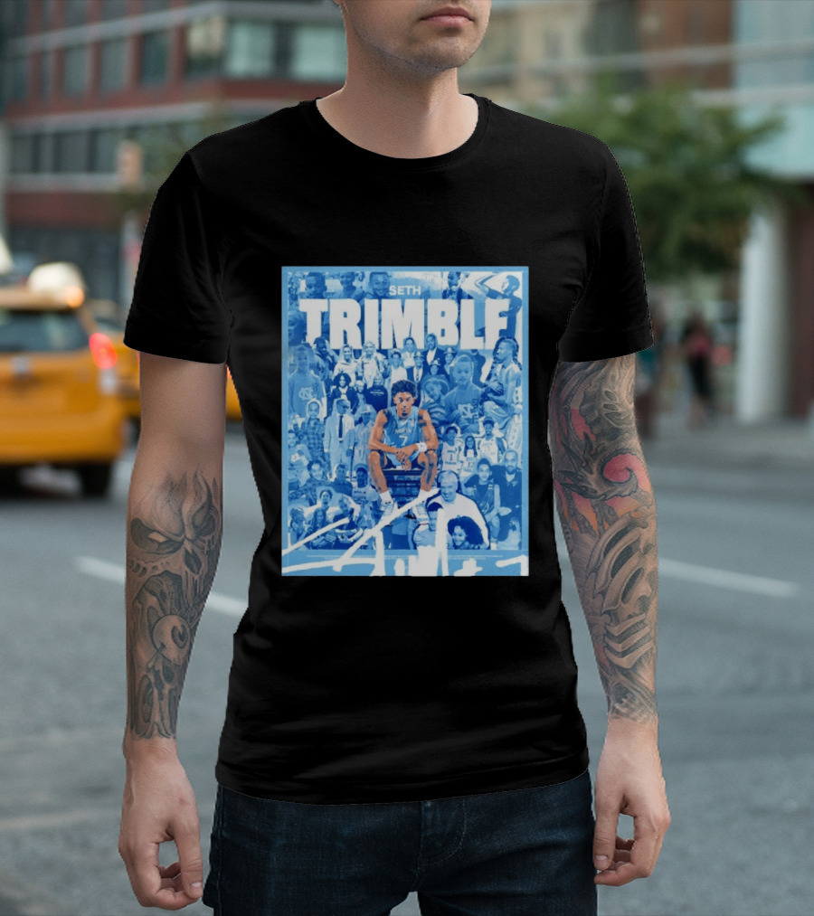 Seth Trimble North Carolina Tar Heels Basketball Collage T-Shirt