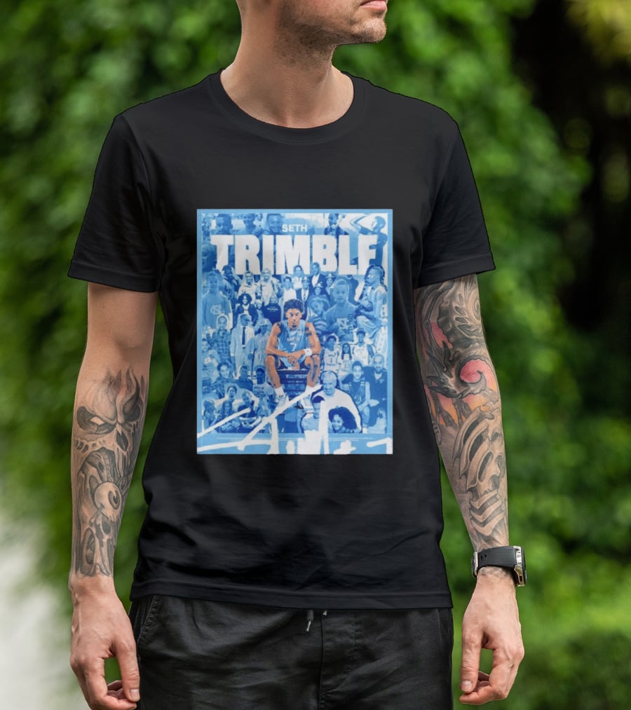 Seth Trimble North Carolina Tar Heels Basketball Collage T-Shirt