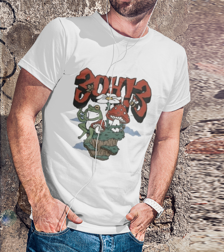 3Oh3 Mushroom Frog Fantasy With Bee And Flower T-Shirt