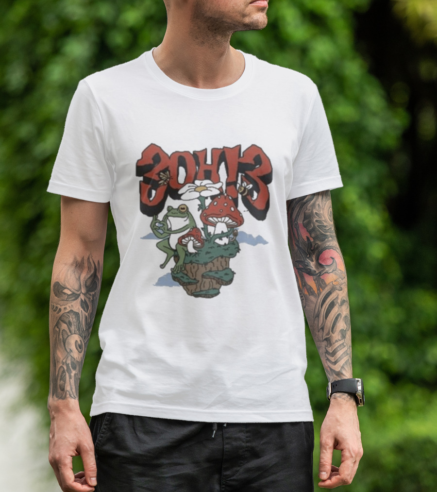 3Oh3 Mushroom Frog Fantasy With Bee And Flower T-Shirt