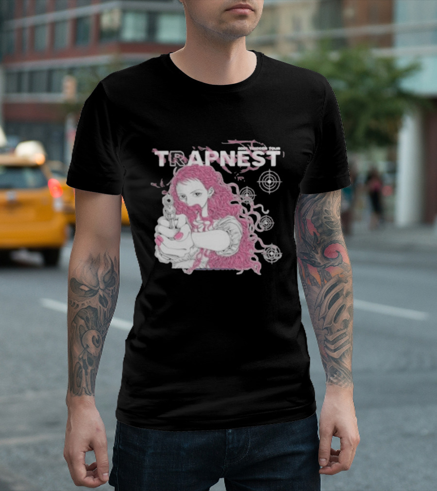 Trapnest Trigger Tour 2001 Anime Girl With Gun And Target T-Shirt
