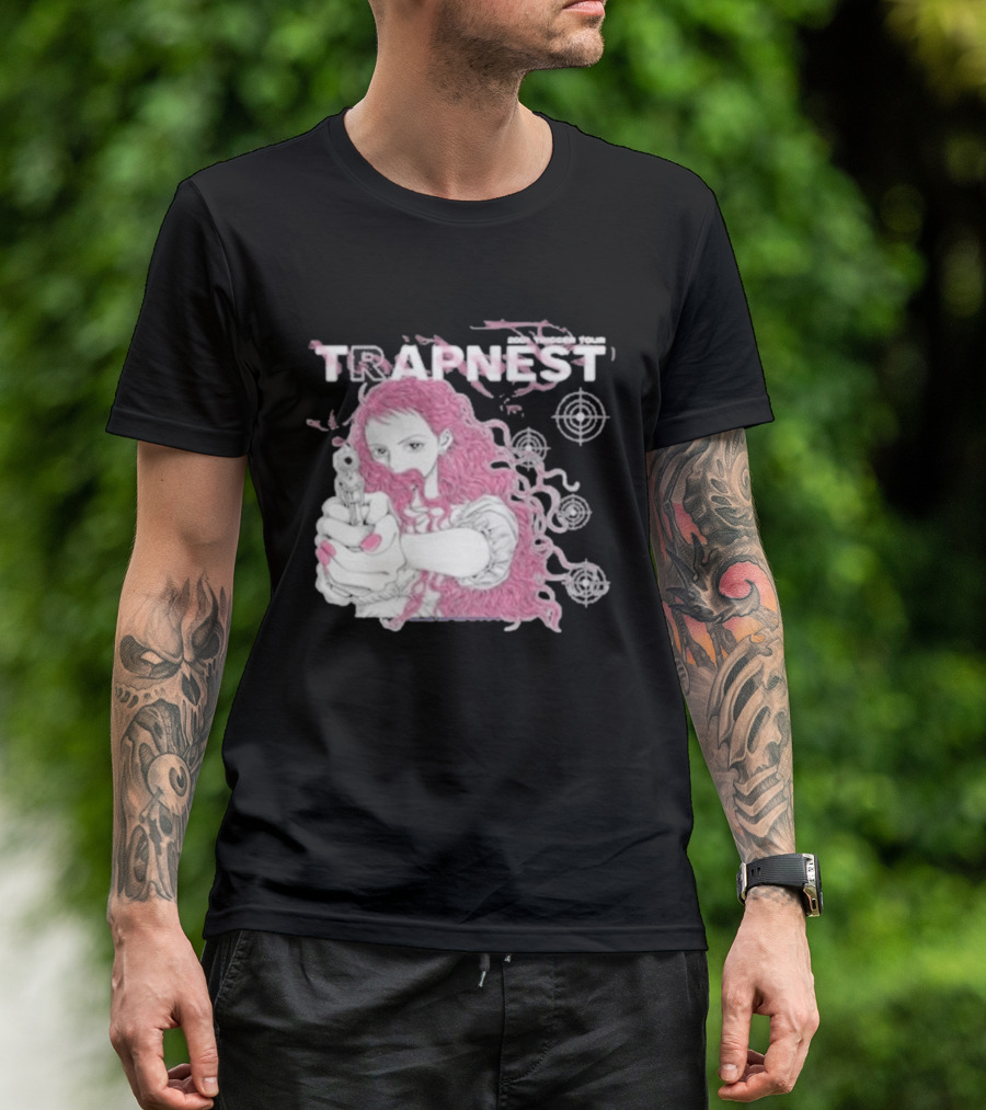Trapnest Trigger Tour 2001 Anime Girl With Gun And Target T-Shirt