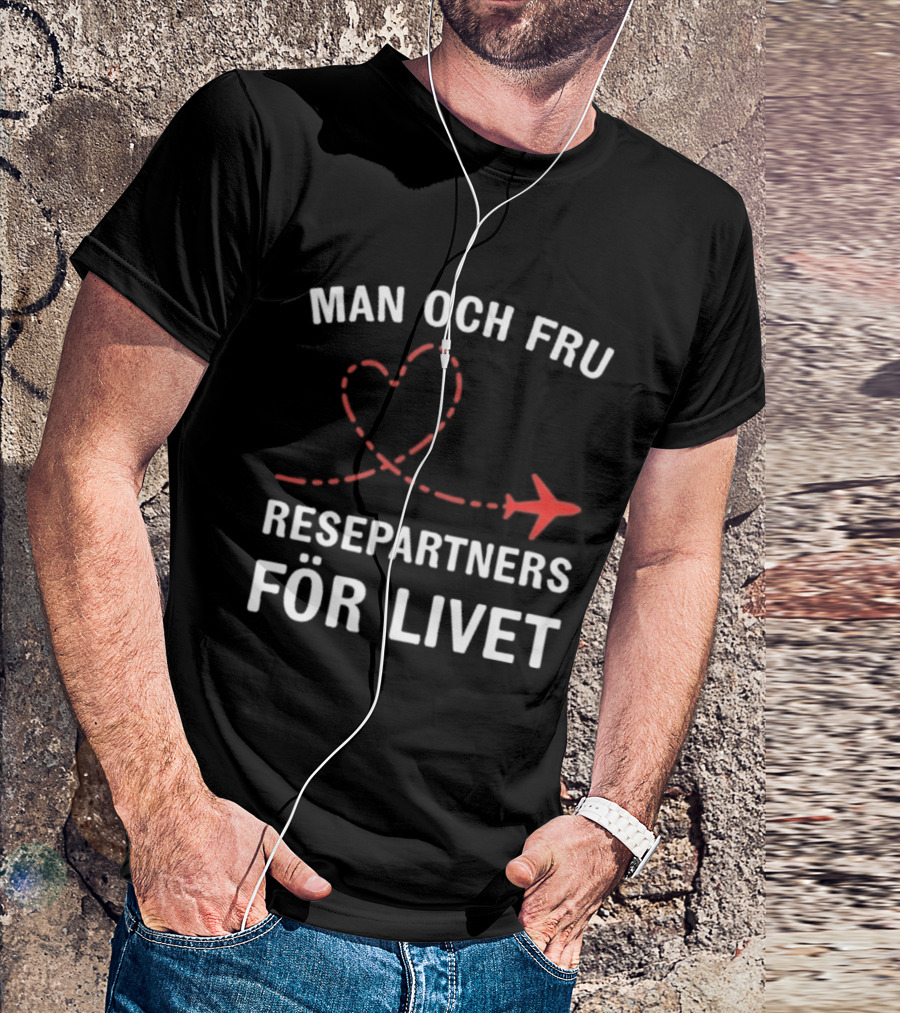 Man Och Fru Resepartners För Livet Flygplan Hjärtformad Resväg T-Shirt