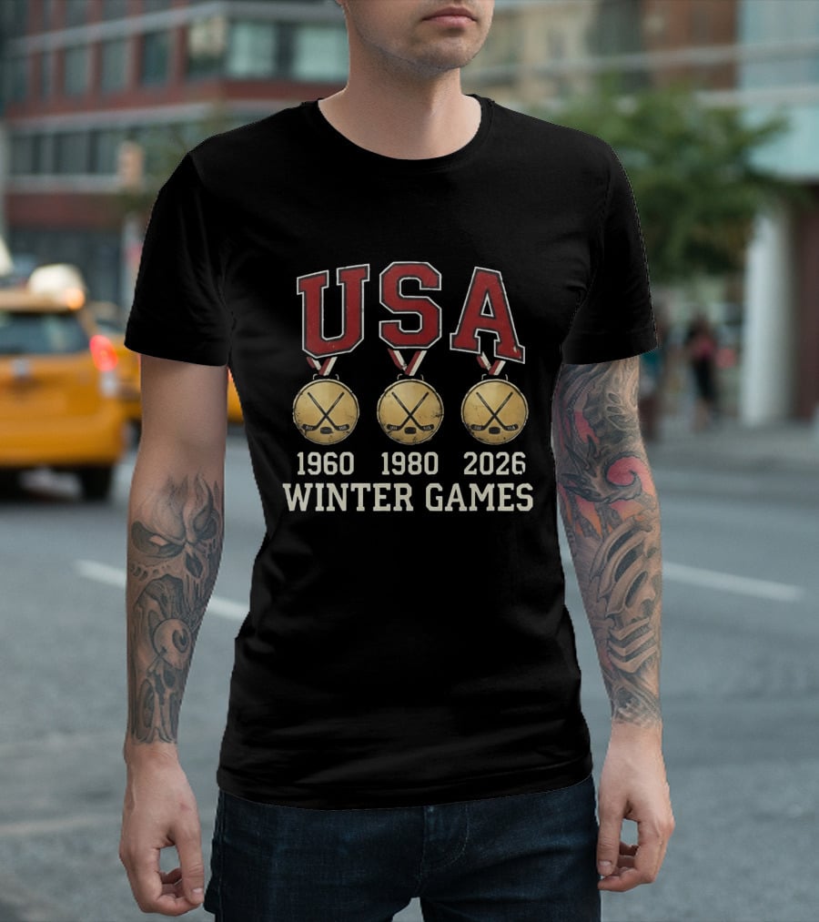 USA Winter Games 1960 1980 2026 Medals Hockey T-Shirt