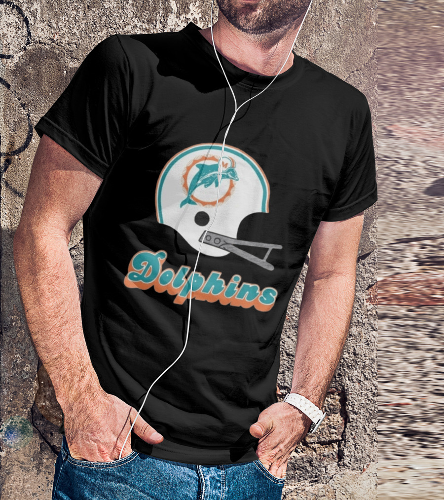 Miami Dolphins Vintage Helmet Dolphins T-Shirt