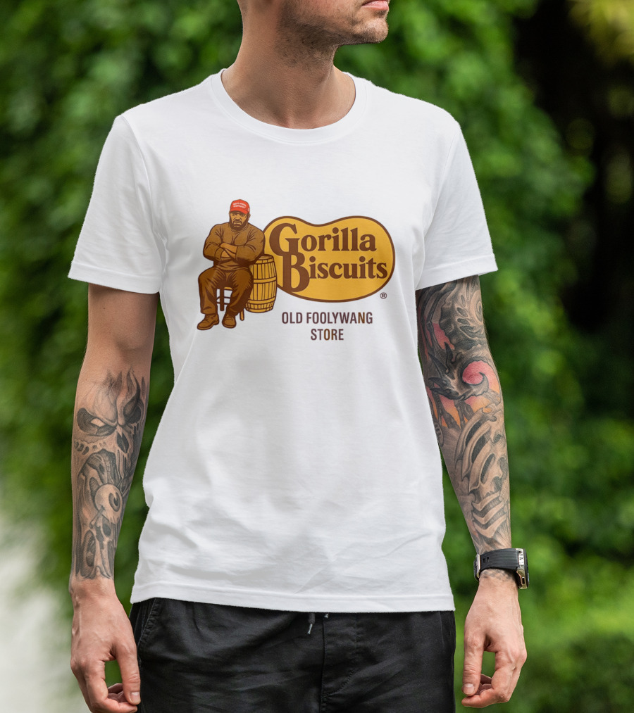 Cracker Barrel Gorilla Biscuits Old Foolywang Store Rustic Man And Barrel T-Shirt
