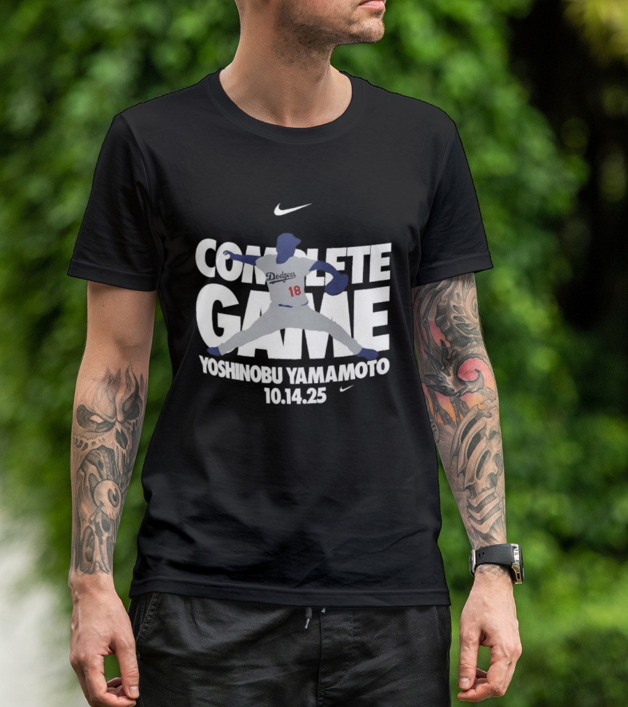 Yoshinobu Yamamoto Complete Game 10.14.25 Nike MLB Dodgers T-Shirt