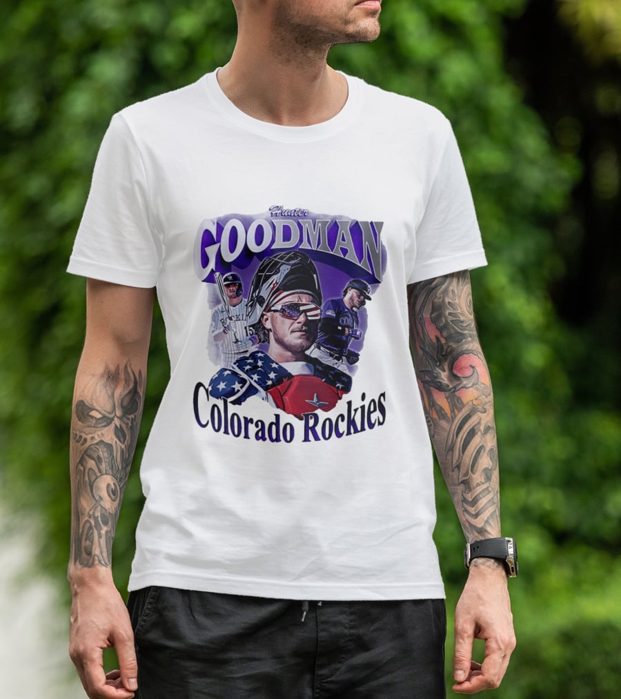 Hunter Goodman Colorado Rockies Catcher And Player Patriots 2026 T-Shirt