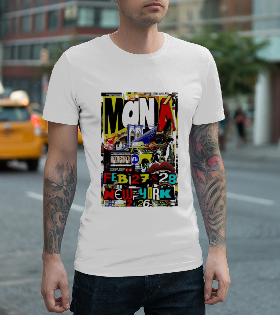 Maná New York City Concert February 27 28 2026 14th Street Station Statue Of Liberty MTA Taxi Brooklyn Bridge T-Shirt