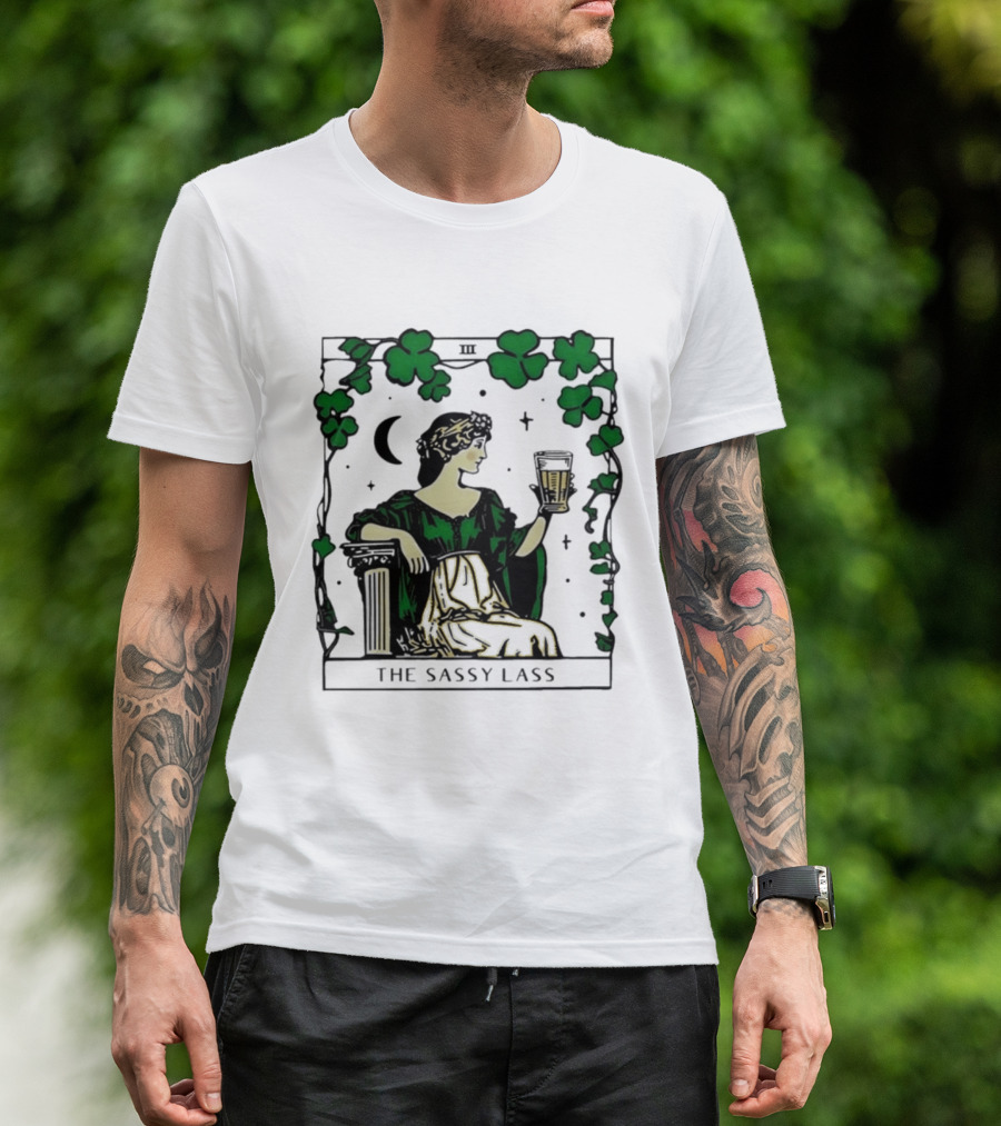 The Sassy Lass St Patrick's Day Tarot Card Clover Moon T-Shirt