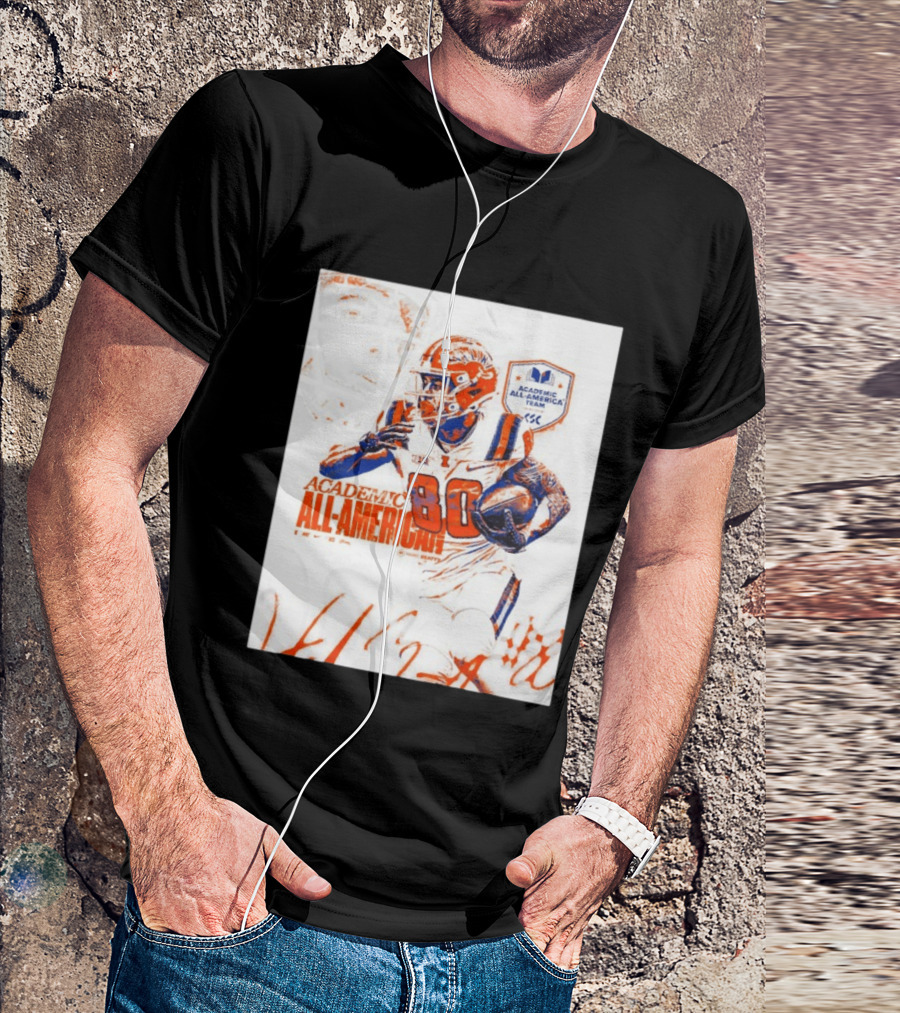 Academic All American Hank Beatty 80 Illinois Fighting Illini Football Team T-Shirt