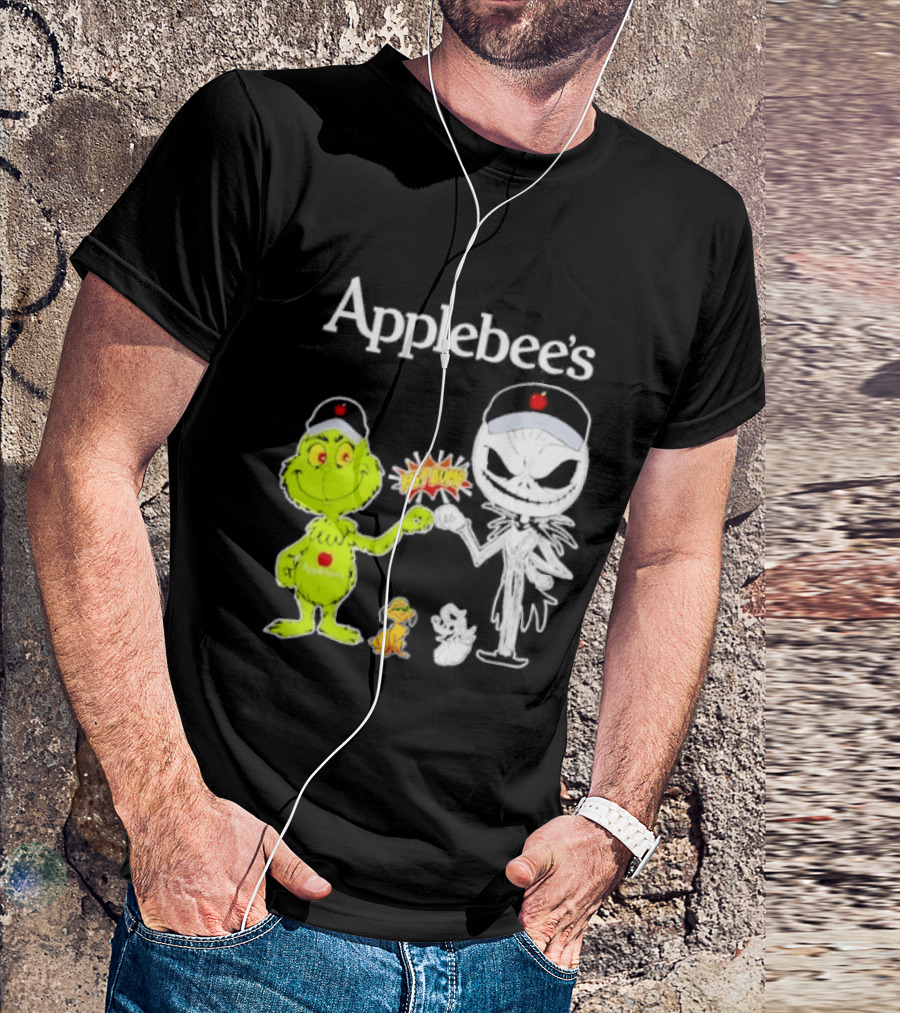 Applebee's Grinch And Jack Skellington Fist Bump Halloween Bash T-Shirt