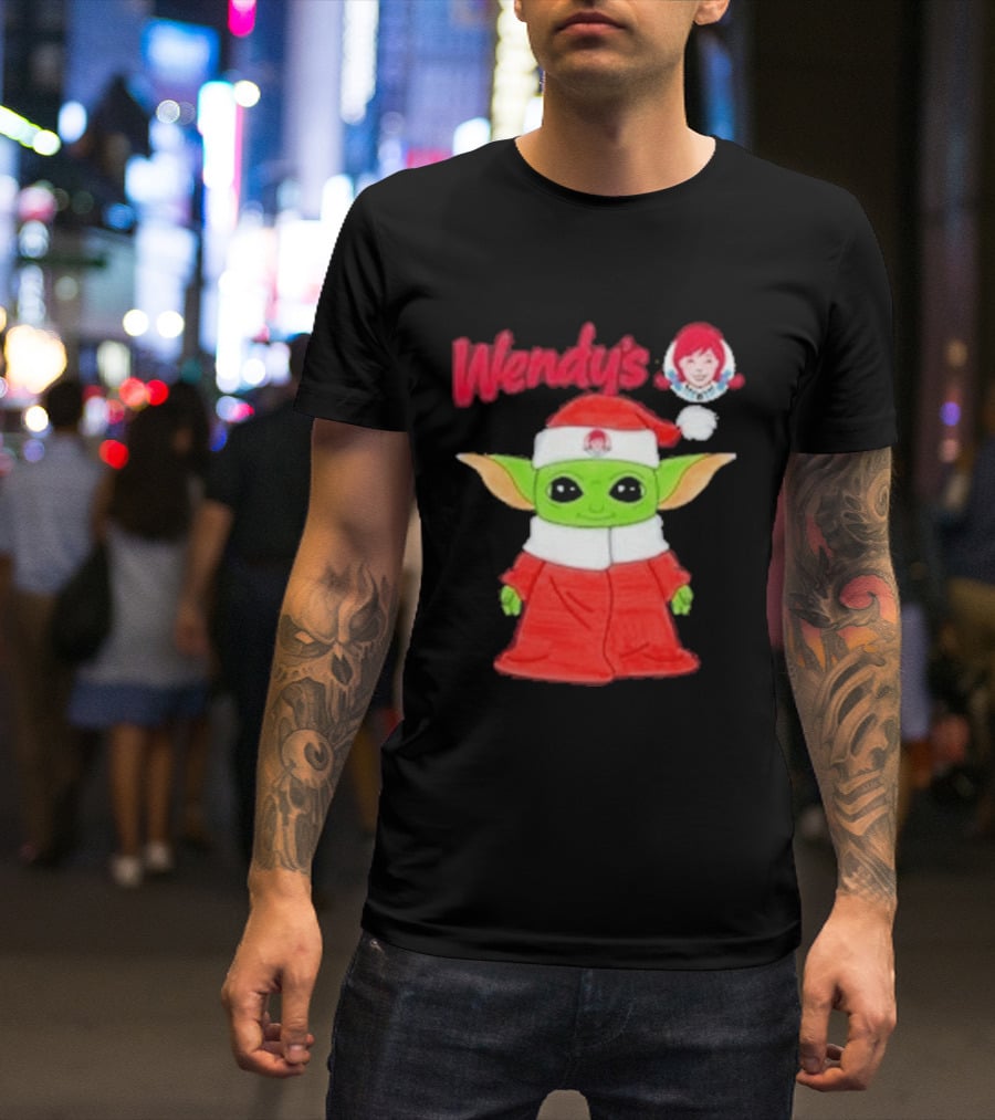 Wendy's Baby Yoda Santa Christmas T-Shirt