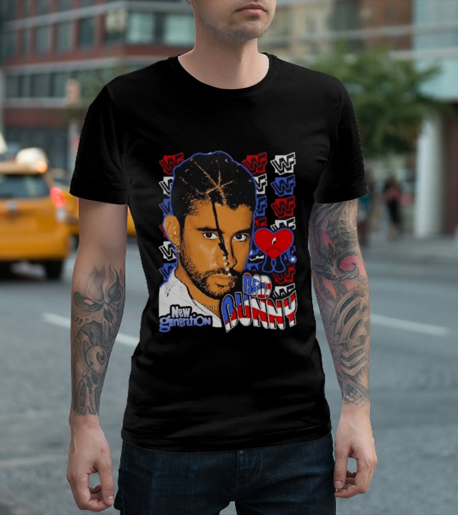 Bad Bunny New Generation WWF Heart T-Shirt