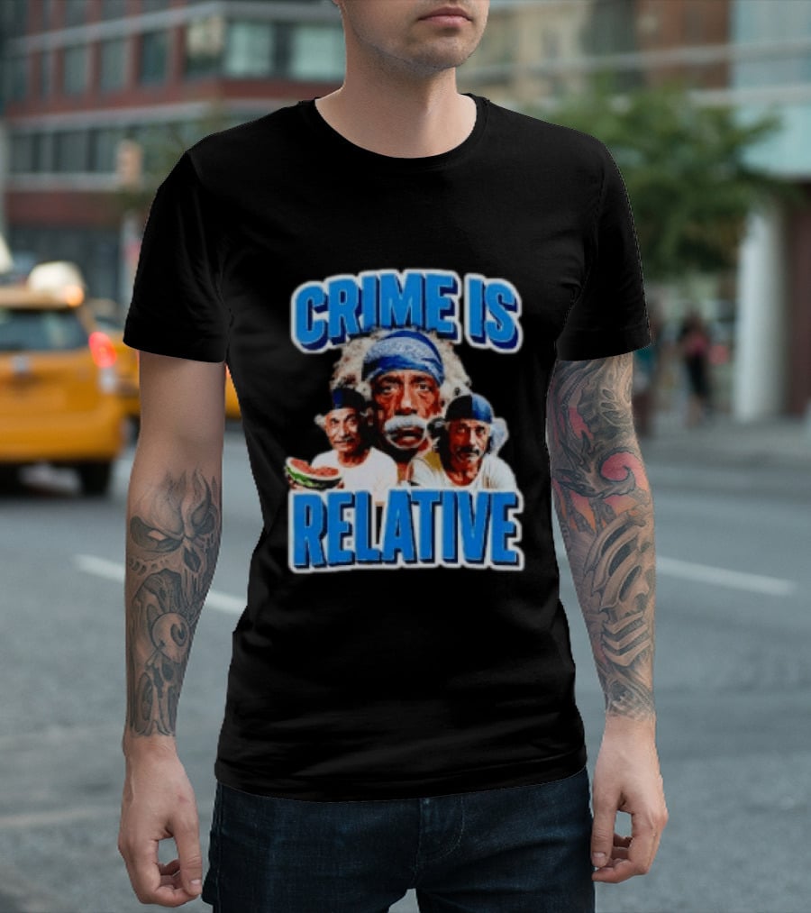 Crime Is Relative Albert Einstein Bandana Blue Font T-Shirt