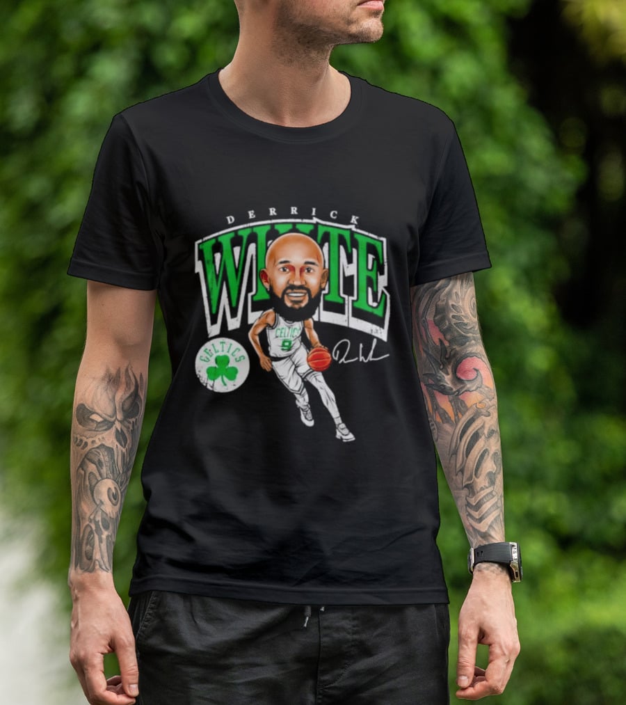 Derrick White Celtics Basketball 9 Signature Cartoon T-Shirt