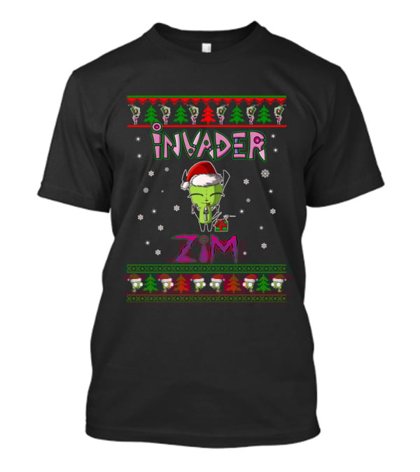 Invader Zim Holiday Santa Hat And Gift Ugly Christmas Sweater T-Shirt