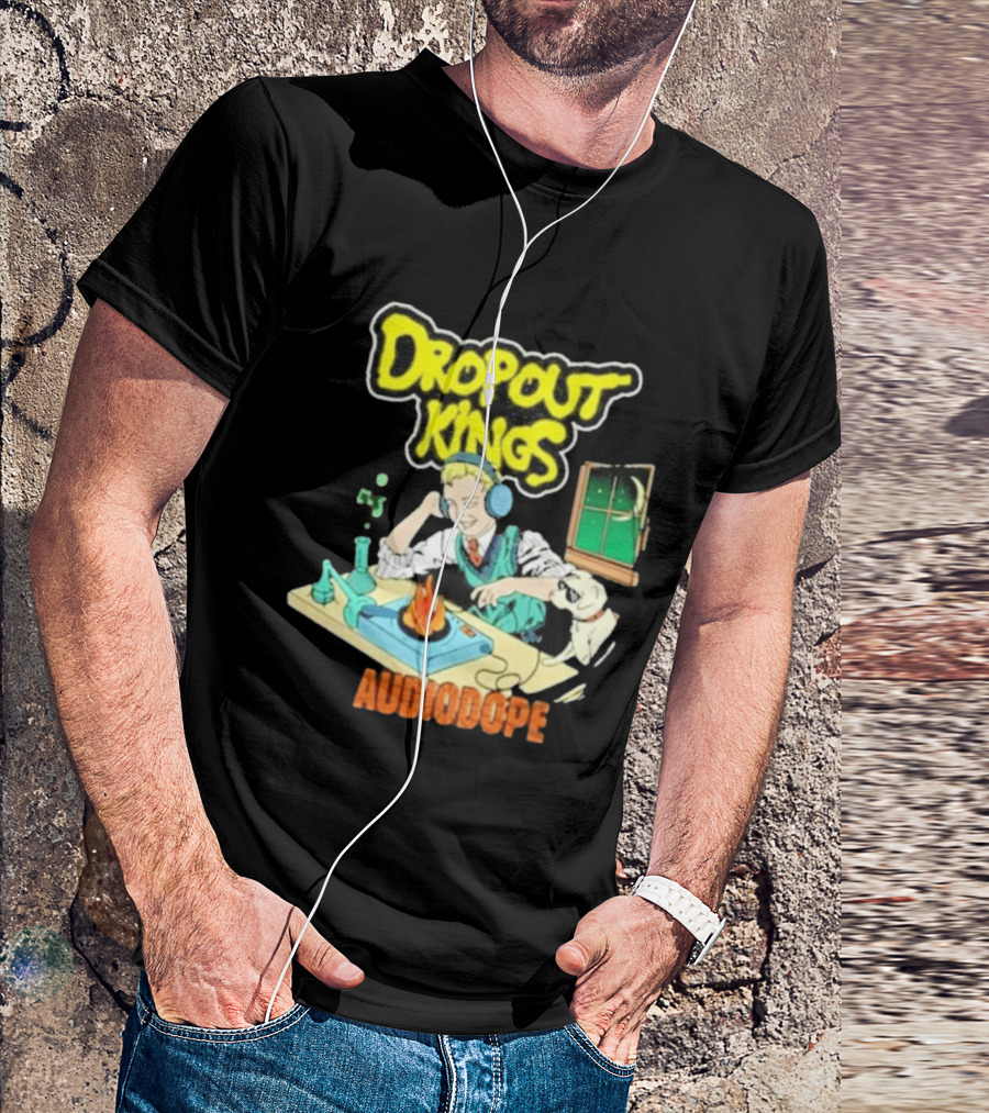 Dropout Kings Audio Dope Scientist Listening With Headphones And Chemistry Setup T-Shirt