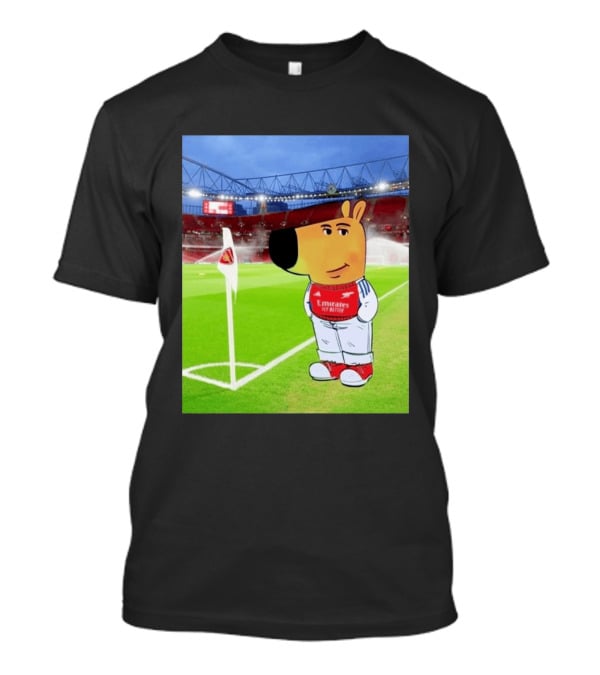 Chill Cartoon Dog In Arsenal Kit At Stadium Awaiting UCL Victory T-Shirt