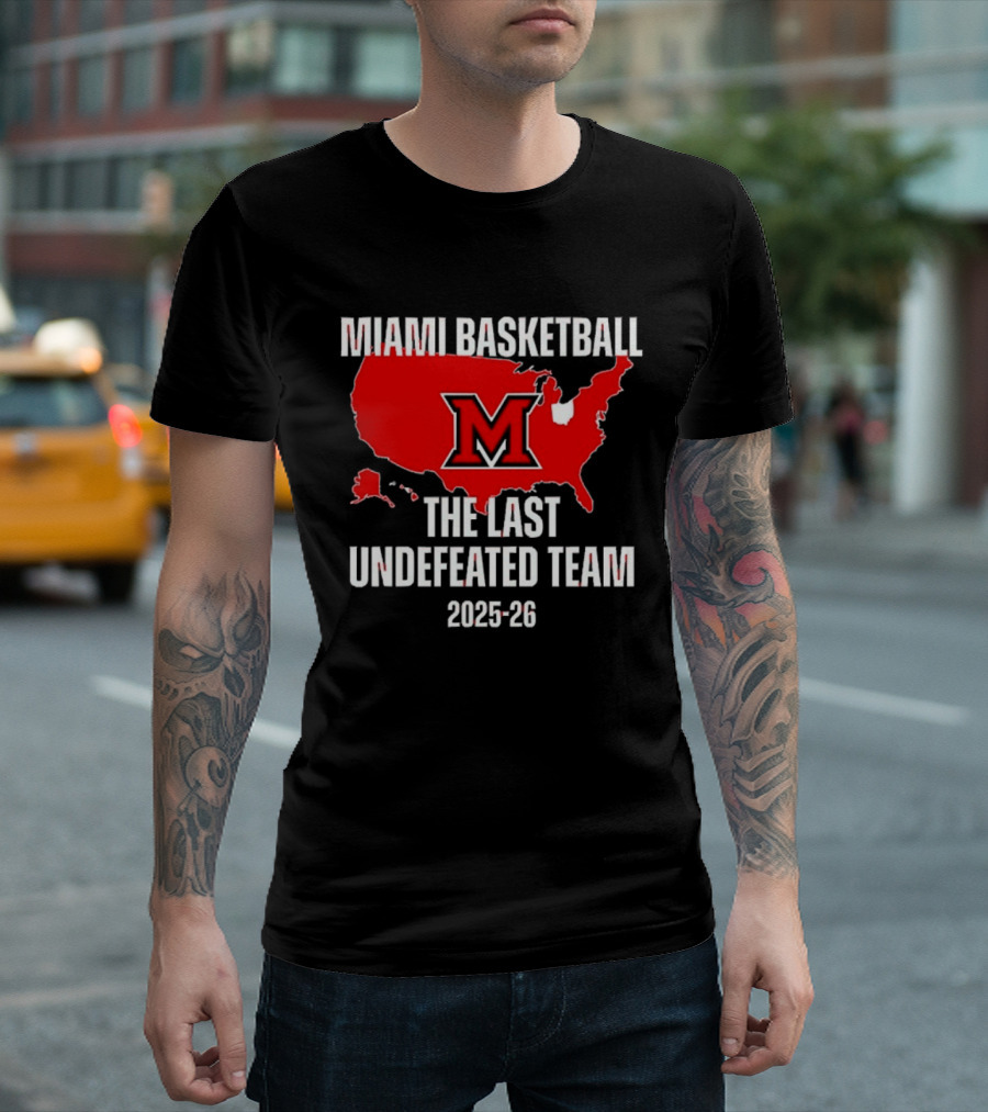 Miami Basketball RedHawks The Last Undefeated Team 2025 26 USA Map T-Shirt