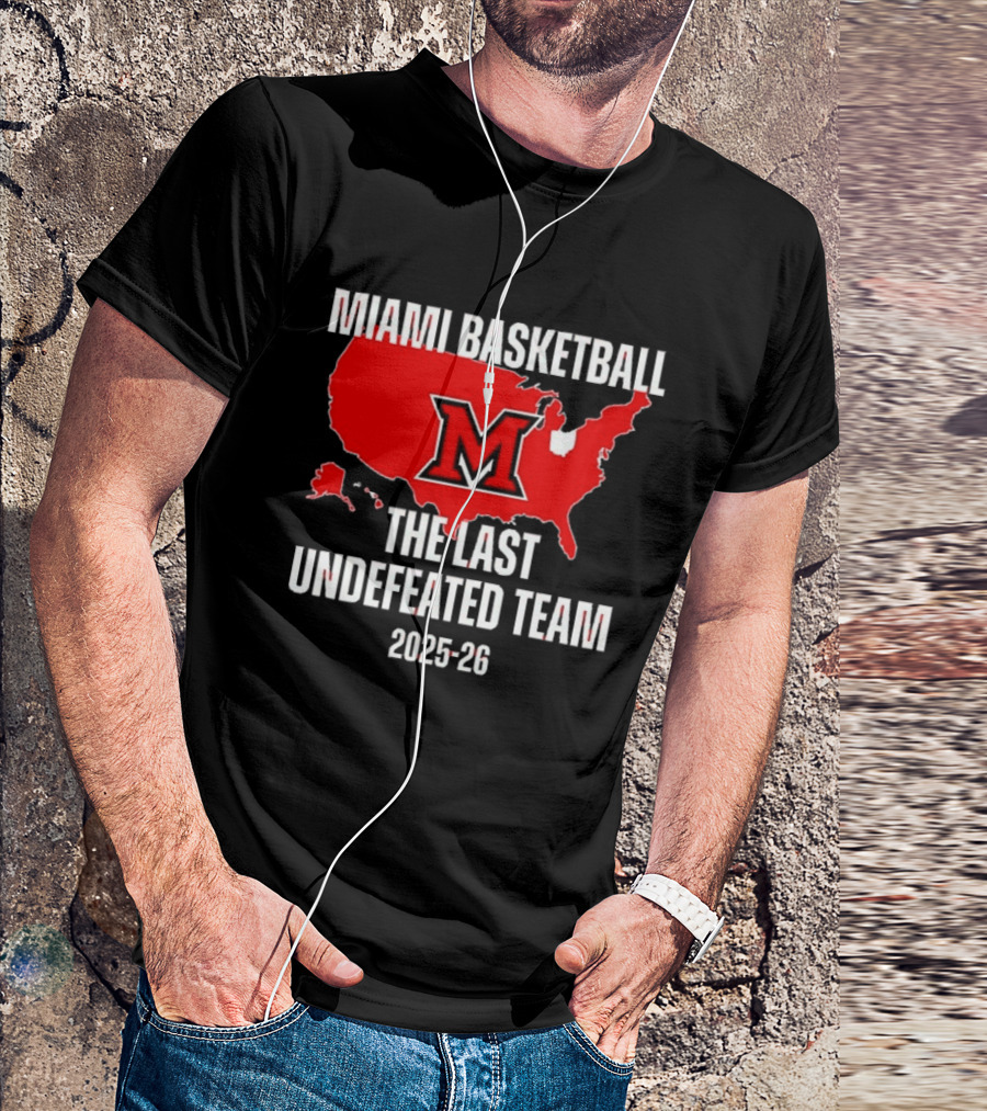 Miami Basketball RedHawks The Last Undefeated Team 2025 26 USA Map T-Shirt