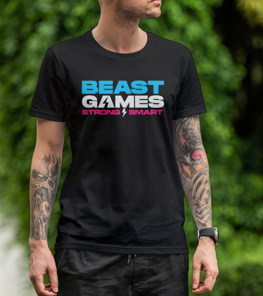 Beast Games Strong Smart MrBeast Lightning Bolt T-Shirt