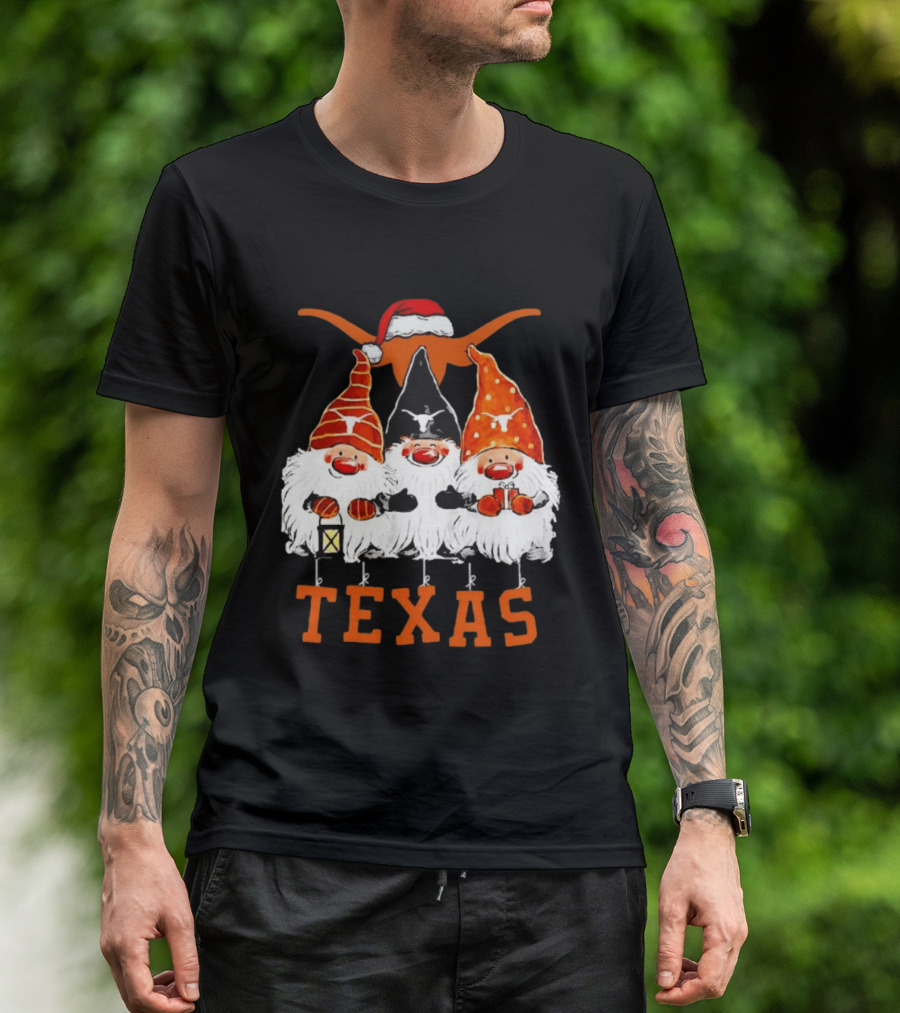 Texas Longhorns Christmas Gnomes Festive Decor T-Shirt