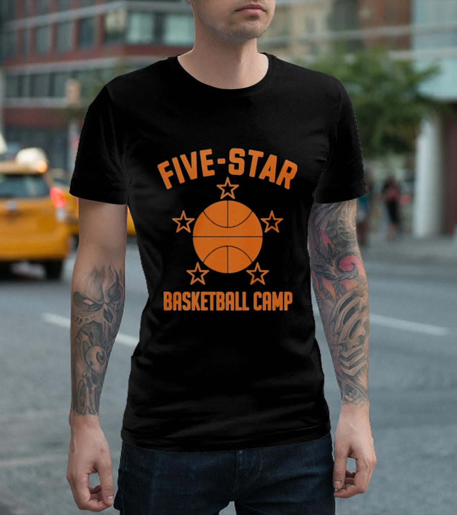 Five Star Basketball Camp Iconic Orange Basketball And Stars T-Shirt