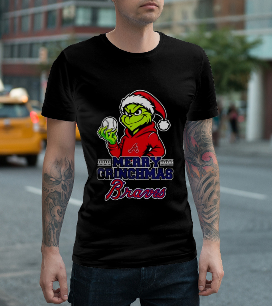 Atlanta Braves Grinch Santa Merry Grinchmas 2025 T-Shirt
