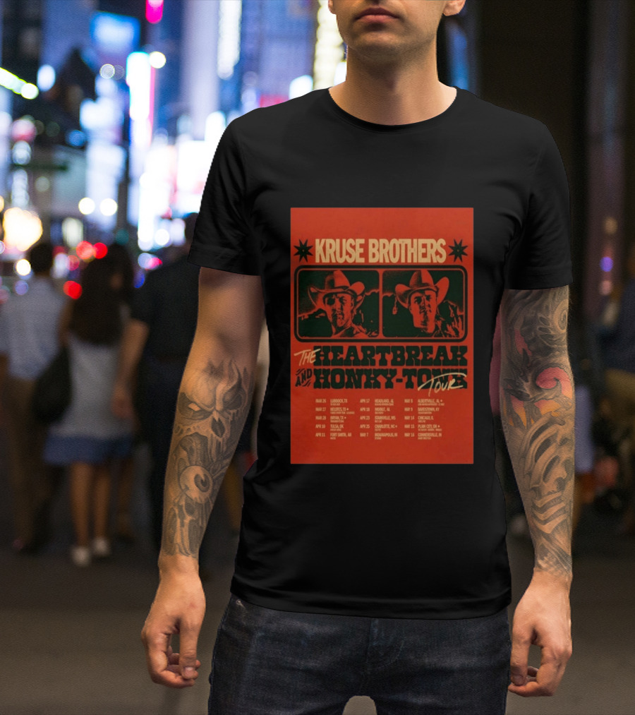 Kruse Brothers Heartbreak And Honky Tonk Tour 2026 Concert Dates T-Shirt