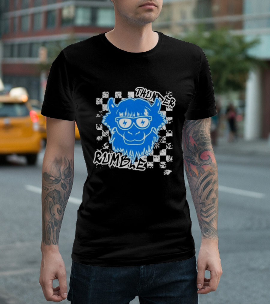 Oklahoma City Thunder Rumble Checkered Emoji Thunder Rumble T-Shirt
