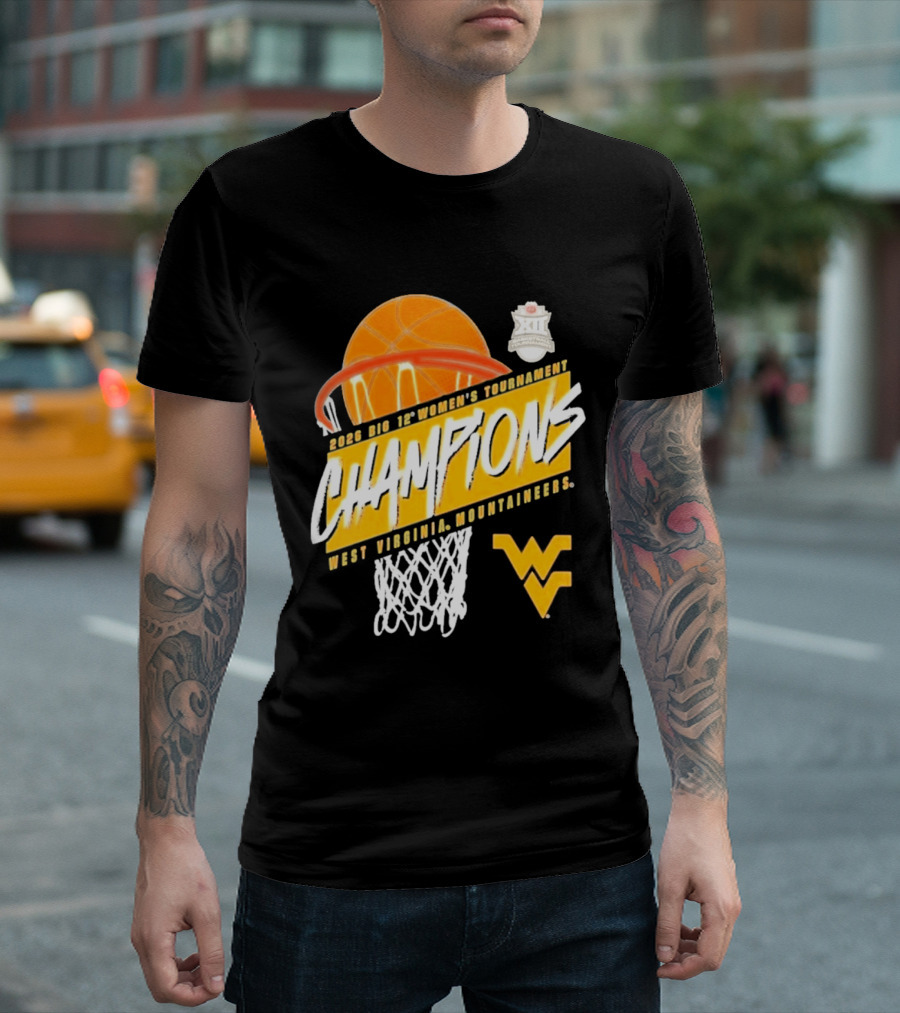 2026 Big 12 Women's Tournament Champions West Virginia Mountaineers Basketball T-Shirt