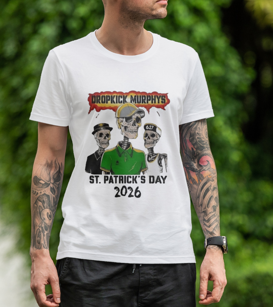 Dropkick Murphys St Patrick's Day 2026 Skeleton Trio 617 T-Shirt