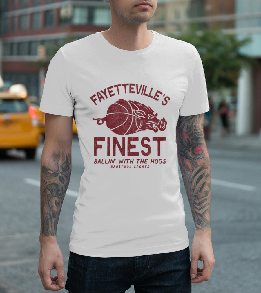 Fayetteville's Finest Ballin With The Hogs Barstool Sports Basketball Hog T-Shirt