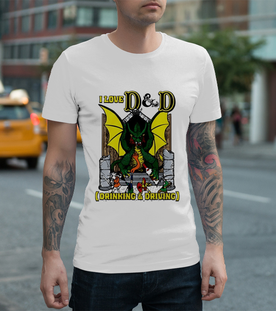 I Love D&D Drinking & Driving Dragon T-Shirt