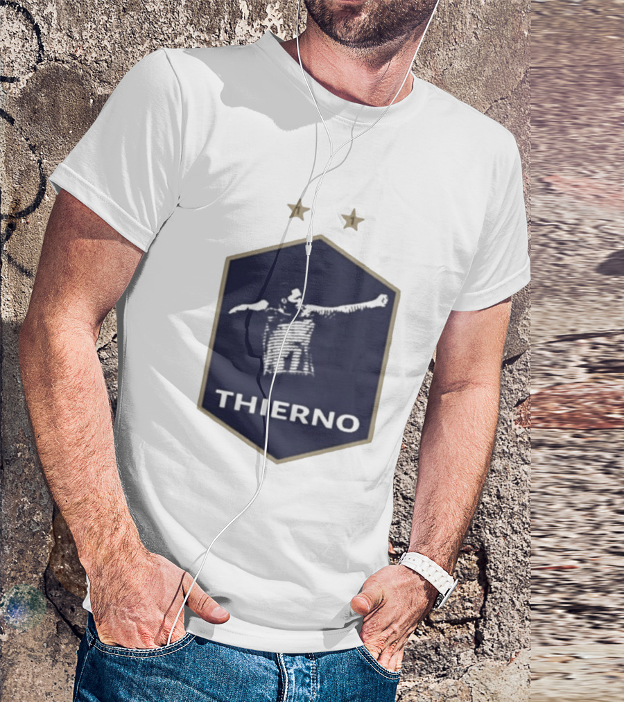 Thierno Barry Blue Hexagonal Emblem Soccer Celebration Stars T-Shirt