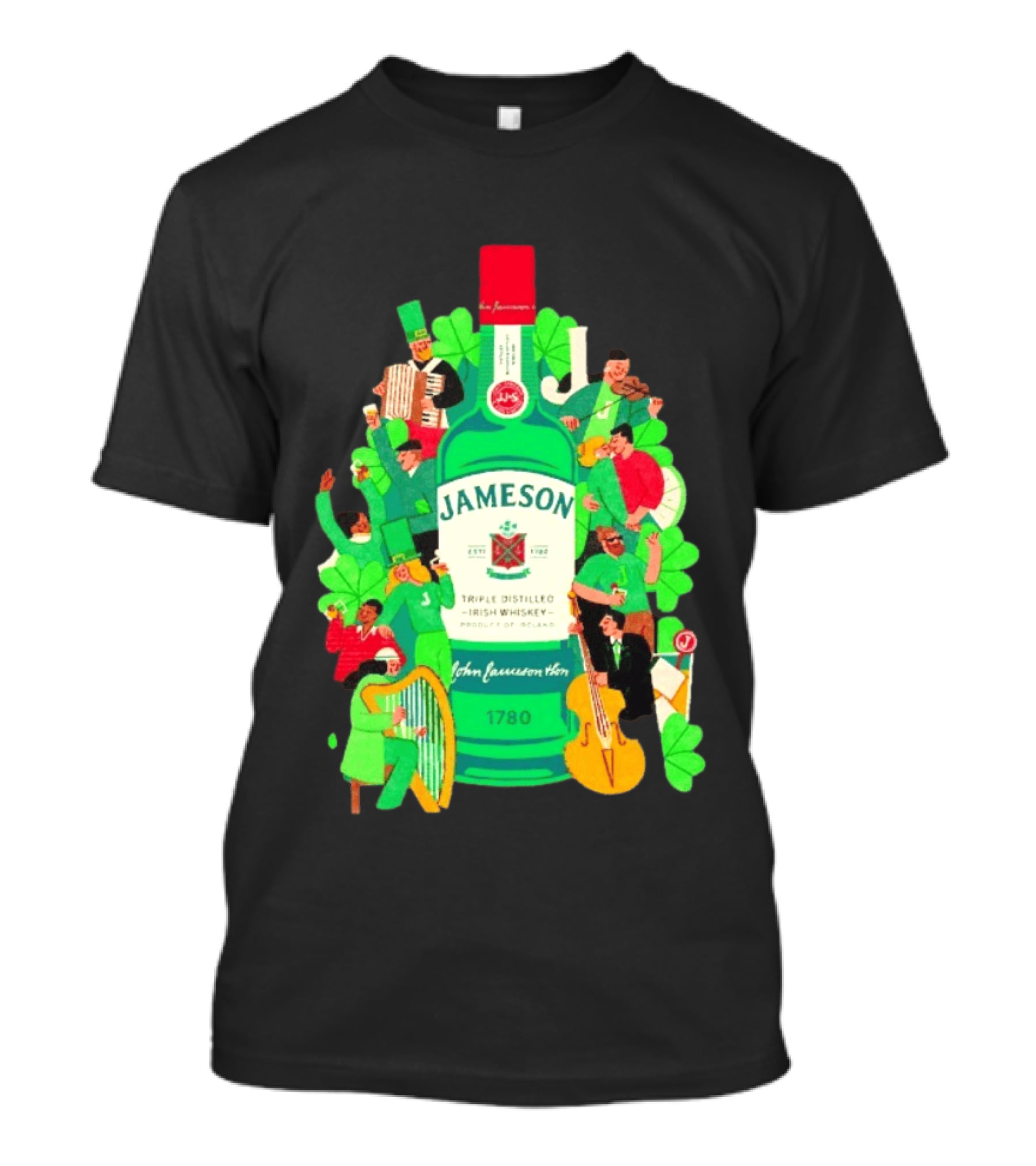 Jameson Triple Distilled Irish Whiskey 1780 St. Patrick's Day Celebration Bottle T-Shirt