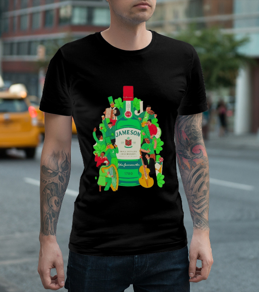Jameson Triple Distilled Irish Whiskey 1780 St. Patrick's Day Celebration Bottle T-Shirt
