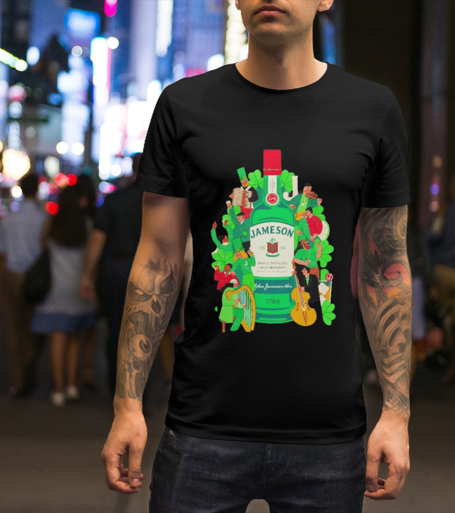 Jameson Triple Distilled Irish Whiskey 1780 St. Patrick's Day Celebration Bottle T-Shirt