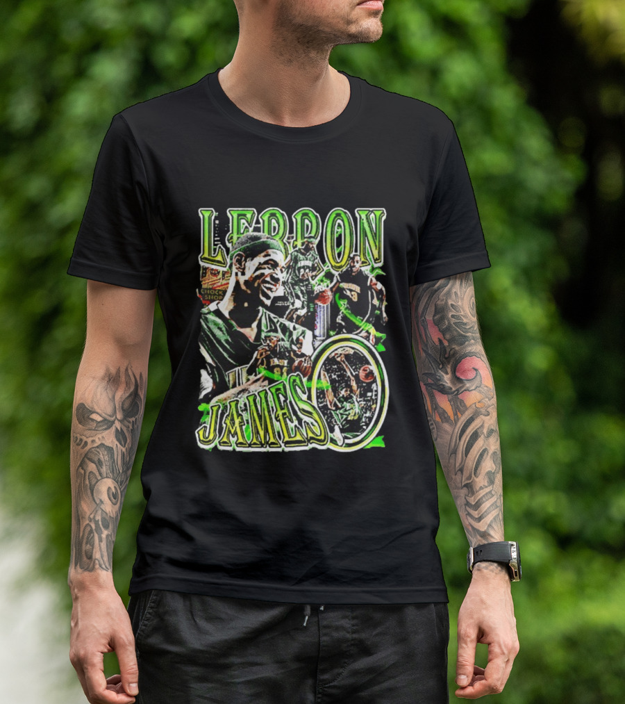 LeBron James Irish St. Patrick's Day Green Collage Basketball T-Shirt