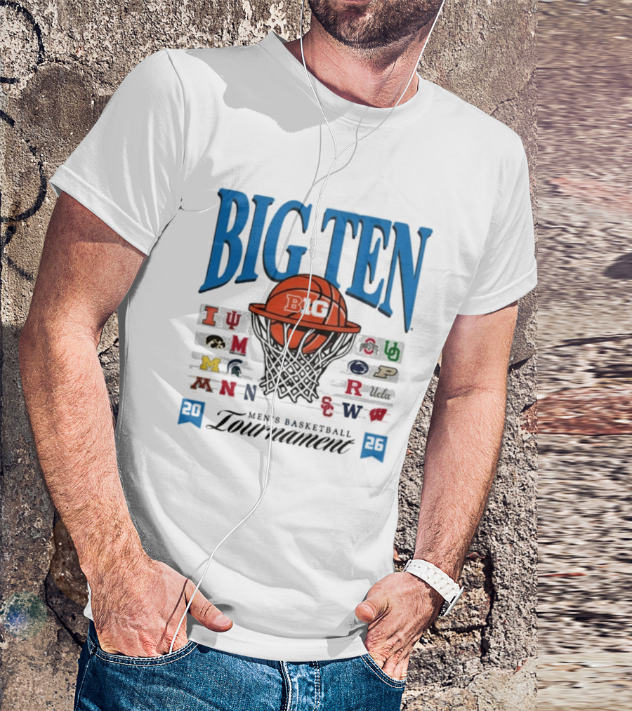 2026 Big Ten Men's Basketball Tournament Indiana Michigan Purdue Team Logos T-Shirt