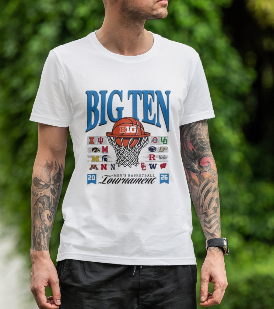 2026 Big Ten Men's Basketball Tournament Indiana Michigan Purdue Team Logos T-Shirt