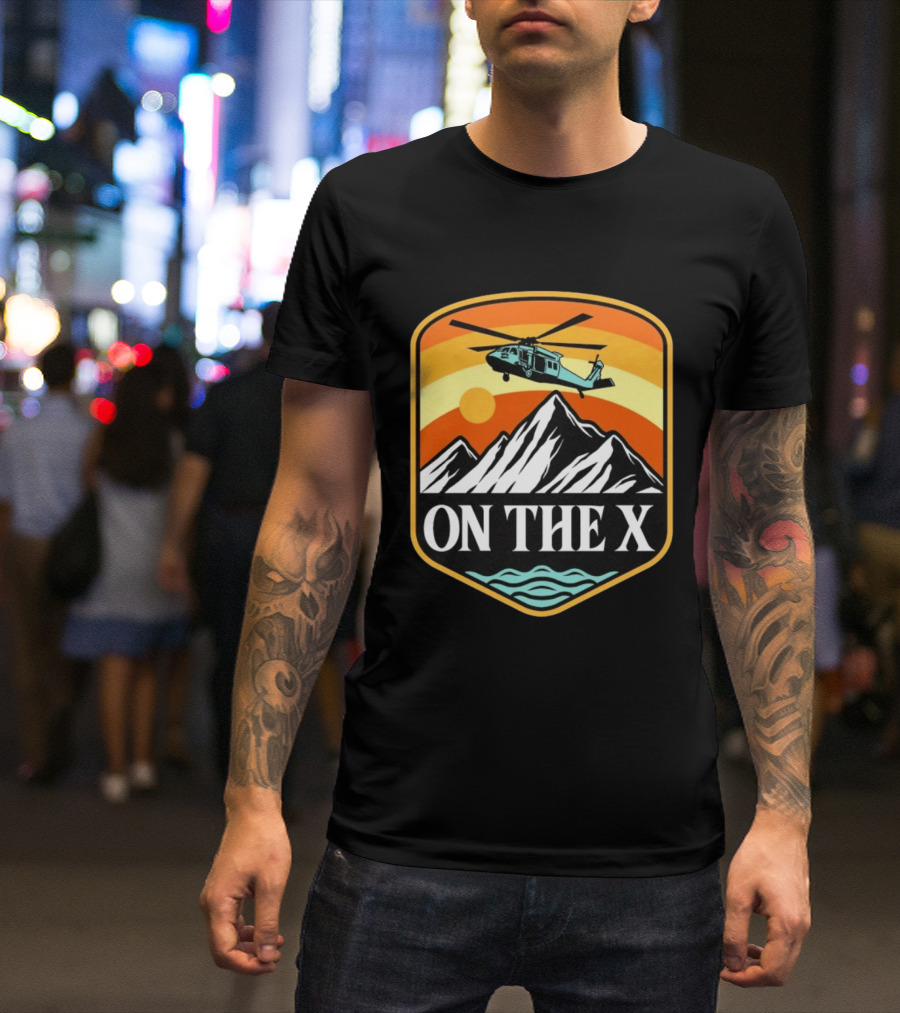 Otx Nation On The X Blackhawk Helicopter Mountain Sunset T-Shirt