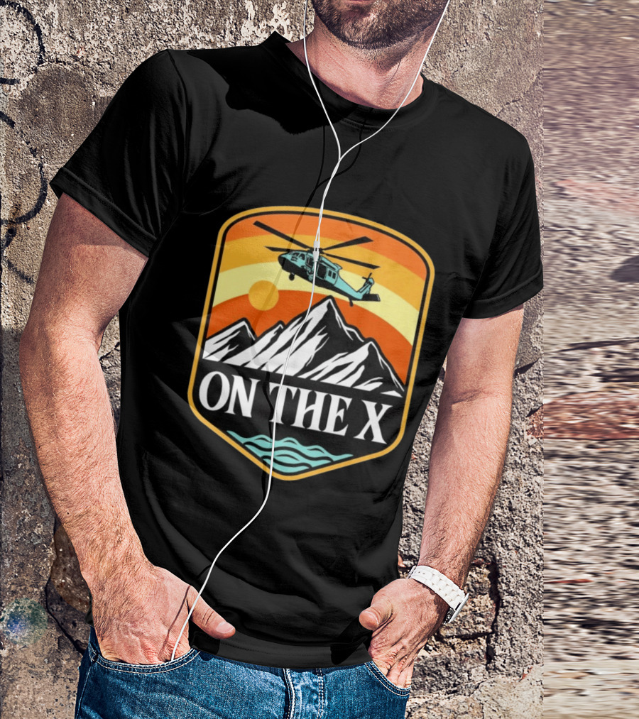 Otx Nation On The X Blackhawk Helicopter Mountain Sunset T-Shirt