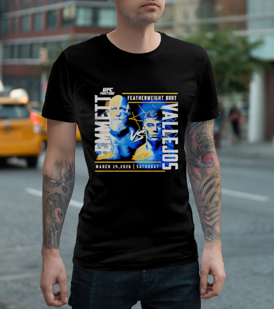 UFC Fight Night 2026 Featherweight Bout Emmett Vs Vallejos March 14 Saturday T-Shirt