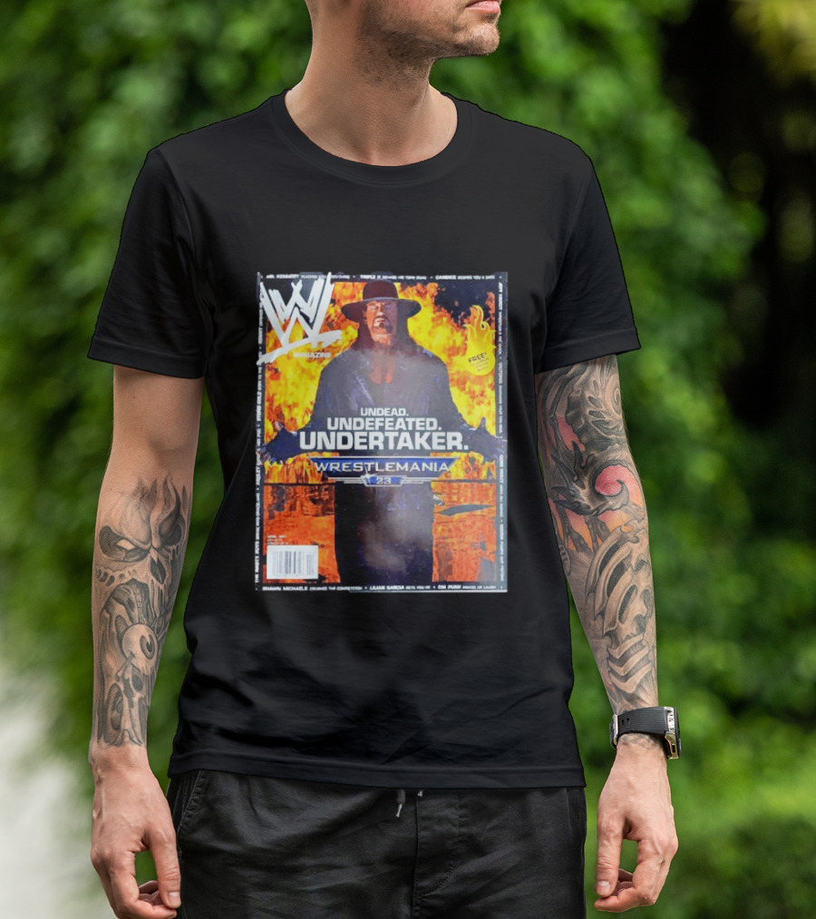 WWE Undead Undefeated Undertaker Wrestlemania 23 Magazine Cover T-Shirt