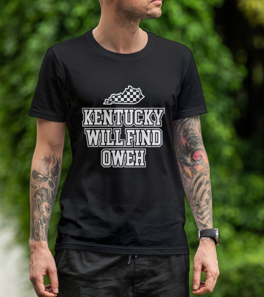 Kentucky Will Find Oweh Checkered State T-Shirt