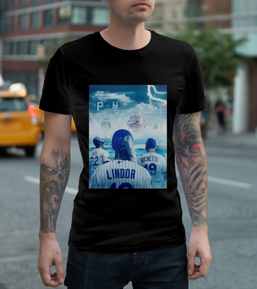 Lindor Soto Bichette New York Mets Vs Pirates 2026 MLB Opening Weekend March 26 29 T-Shirt